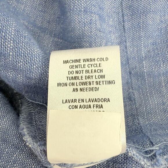 52seven Linen Blend Chambray Dress Sleeveless Size Large Blue Beach Babydoll - Picture 11 of 15